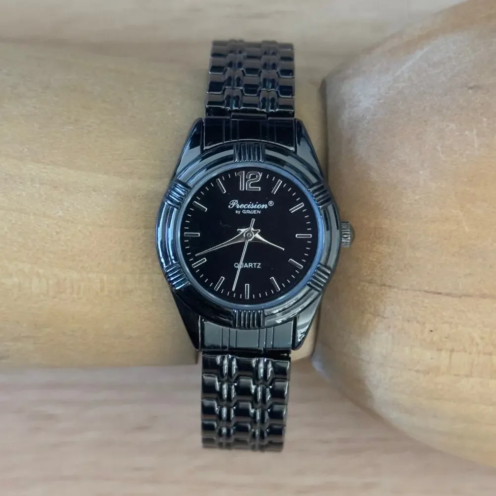 Precision by Gruen Black Quartz Watch New Battery